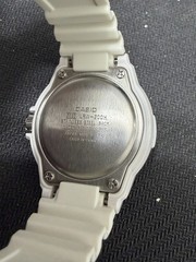 Casio LRW-200H White Green Plaid Dial Analog Date Watch Rotating Bezel w Stand