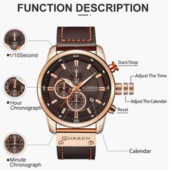 45MM CURREN Quartz Men’s Watch Luxury 30M Waterproof Leather Luminous Gift NEW