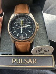 NOS Unworn Vintage Pulsar Watch Mens 38mm Alarm Y977-8A00 New Battery