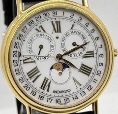 MOVADO 87-03-862 Moonphase Wristwatch Watch Quartz Triple Calendar Arm 19.5cm