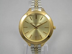 Michael Kors Watch Women 42mm Two-Tone Clasp Band Approx 7″-7.75″ New Battery