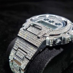 18K Gold IPS Plated LED Digital Hip Hop Bling Ice out Mens Watch Iced Cz Diamond