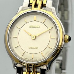 SEIKO Exceline 3F30-0A10 Vintage Ladies Quartz Watch Gold Ivory Dial Japan