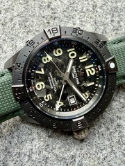 Breitling Avenger Automatic GMT 44mm Black Dial Green Leather Strap 300m