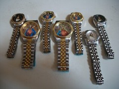 MEN WOMAN GOLD & SILVER FINISH JESUS, VIRGIN MARY GUADALUPE RELIGIOUS WATCH
