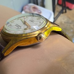 Vintage Birks men’s automatic watch Felsa 690 Bidynator Guilloché dial 1950s