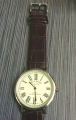 Vellacio Men’s Watch Round Beige Dial Roman Numerals on Brown Leather Band New!