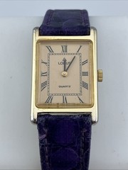 Vtg LORUS Seiko Ladies 28mm Watch Gold Tone Gold Tank Dial Roman Numbers -RUNS