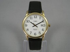 Timex Indiglo Watch Men Easy Reader 35mm Gold Tone Date New Band New Battery