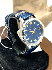 Versace Wome’ns Watch VE2S00122 Hellenyium Swiss Quartz Blue Dial Leather Band