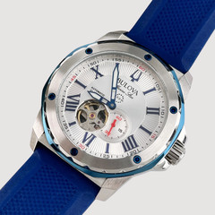 Bulova Marine Star 98A225 Automatic White Dial Silicon Strap Men’s Watch New/Box