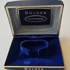 Vintage Bulova Watch Box Blue Leather Blue Velvet Interior Royal Blue OS