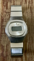 Sensor Laser Digital Quartz LCD SS Silver Bracelet Vintage 39mm not working