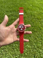 NEW🚨 Swatch SPREMUTA SUSR403 Red White Chronograph 42mm Swiss Watch