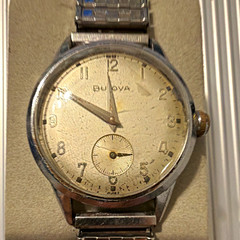 Bulova Vintage 1957 Manual Wind Watch White Arabic Dial Small Seconds 31mm SS