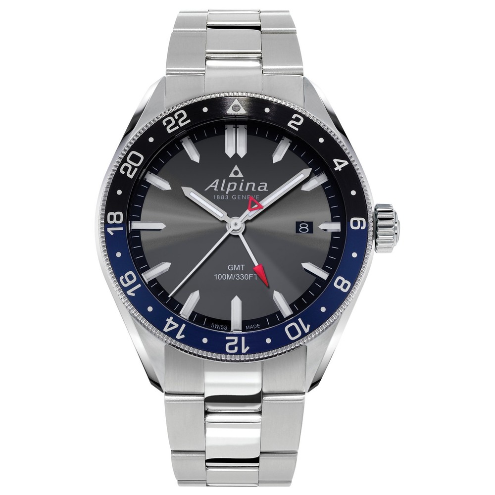 Alpina Men’s Alpiner Date Gmt Quartz Silver Watch 42MM AL-247GB4E6B