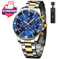 Men’s Watches With Date, Premium Gold And Silver Stainless Steel Analog Watches