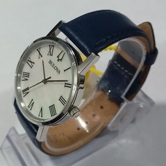 DGN-015570 BULOVA MEN WHITE DIAL LEATHER PROTOTYPE SAMPLE LEATHER WATCH MB-551
