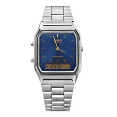 Casio Digital Analog AQ-230GG-2A Women Watch Metal Band Blue Original New