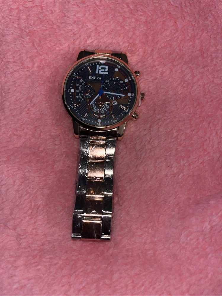 NEW Men’s Black Dial Black Band Geneva Quartz Watch Battery Powered