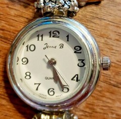 LADIES BEADED WRIST WATCH SCHOOLTEACHER THEMED WITH METAL CHARMS ELASTIC
