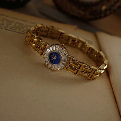Elegant Gold & Blue Faux Rhinestone Zirconia Vintage Women’s Watch 23mm (0.9in)