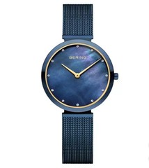 Bering Classic 18132-399 Women’s 32mm Crystal Accent Blue MOP Dial Watch NEW W T