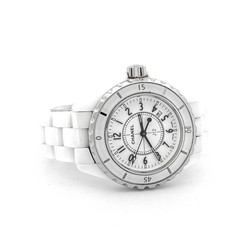 Chanel J12 34mm White Ceramic White Dial Quartz Date Watch Swiss Made