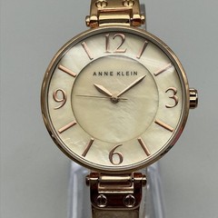 Anne Klein Womens Watch 34mm MOP Dial Gold Tone Bracelet Dress New Battery 7″