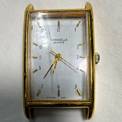 Vintage Caravelle by Bulova Quartz Tank Watch Gold Tone Rectangle Dress Run