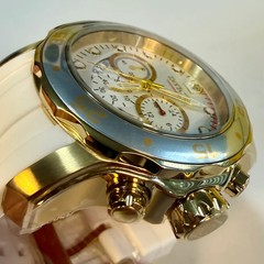 Invicta 20291 Pro Diver Scuba Chronograph Gold Tone Steel White Silicone 48mm