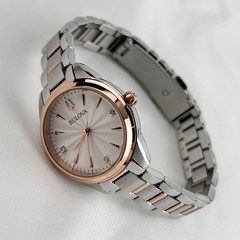 Bulova Sutton Diamond White/Rose Gold Dial 98P200 Women’s Quartz Watch 28mm
