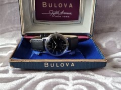 Bulova 1968 SURF KING vintage manual wind watch 11BL Ultra-thin Black dial