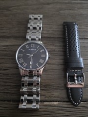 Bulova Classic Collection Mens Gunmetal Grey Dial Steel Quartz Watch 40mm-96B261