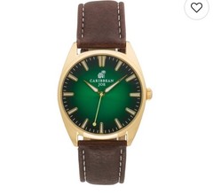 Caribbean Joe Men’s 41mm Gold Tone Green & Black DialSmooth Strap Watch