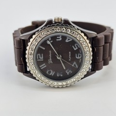 38MM Women’s Watch Dark Brown Dial Dark Brown Plastic Bands NEW Battery