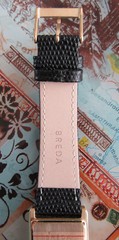 Breda Virgil Mens Watch 26mm w/ Black Leather Embossed Band 1736f New Condition