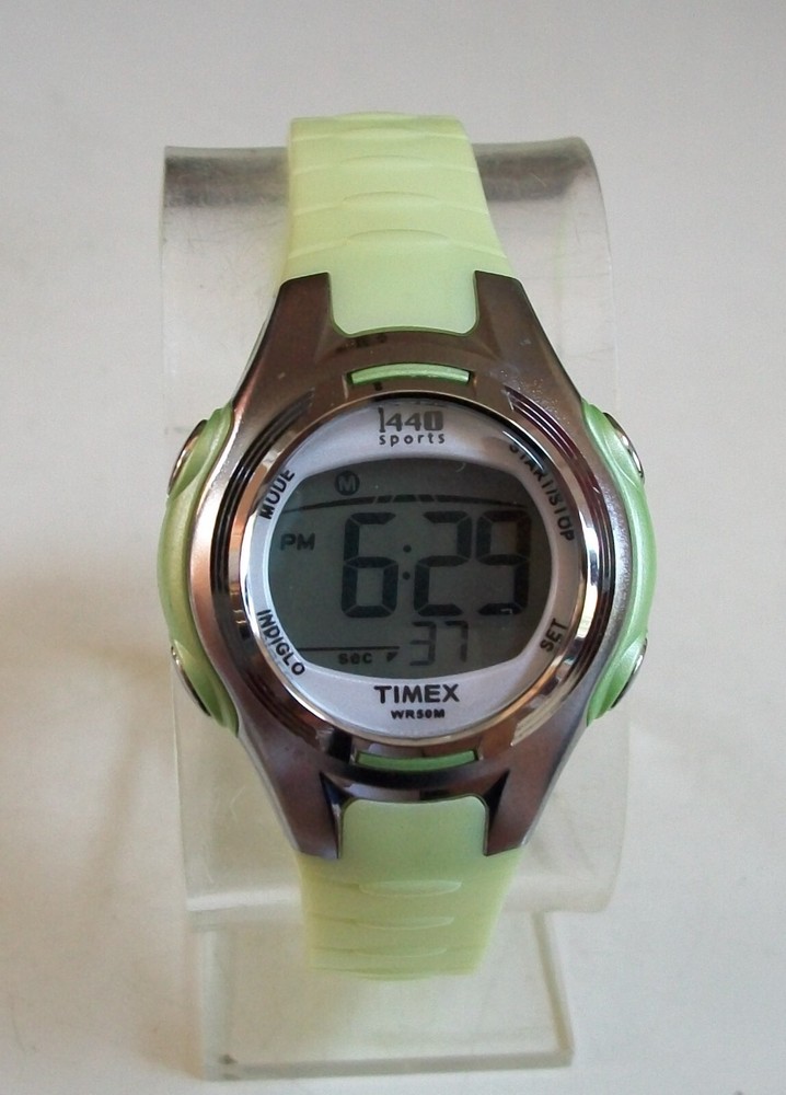 Women’s Girl’s Timex 1440 Green & Silver T5K081 Digital Sports Watch