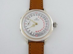 Omega Compass Lepine 24-Hour Day & Night Antique Swiss Art Deco Silver Men Watch