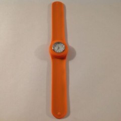 Geneva Orange Slap Silicone Bracelet Watch Silver White Needs Battery New