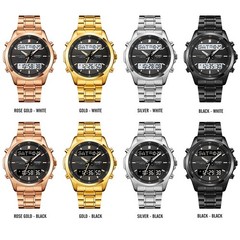 SKMEI Dual Analogue Digital Watch Stainless Steel Date CHRONO Sport Men Watches