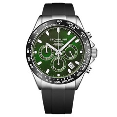 Stuhrling 4050 Men’s Hattori VK63 Quartz Chronograph SS Case Rubber Strap Watch