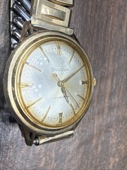 Vintage 1960’s Bulova Watch M0 Gold Tone July 1969 Calendar Band Repair Parts