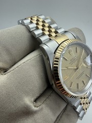1995 Rolex Datejust 36mm TT Steel 18k Gold Champagne Linen Dial Auto Watch 16233