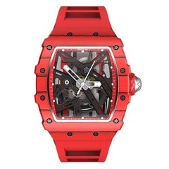 CRONUSART Men Automatic Watch Tonneau Mechanical Wristwatch Carbon Fiber Case