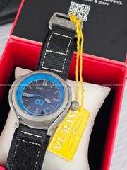 Invicta – CORDUBA – Black Nylon Strap – Brushed Gray Case / Blue mens watch