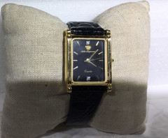 Vintage Jules Jurgensen Diamond Tank Genuine Leather Men’s Dress Watch Working!