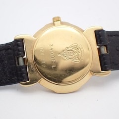 Used Gucci 3400FL Quartz Ladies Watch Gold GP Black Dial Leather Strap Ioki