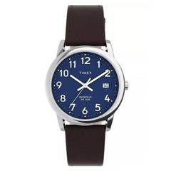 Timex TW2V75200, Men’s Easy Reader Brown Leather Watch, Indiglo, Date, 35MM Case
