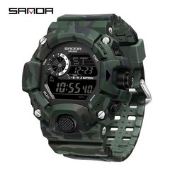 SANDA 2183 Men’s Digital Sport Watch Military Camo Waterproof Silicone Watch